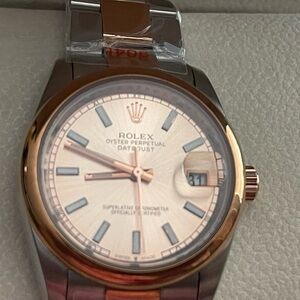 Rolex design Datejust Two-Tone Silver and Rose Gold Dial Watch